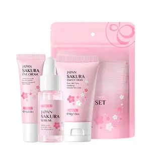 Laikou Set Krim Mata dan wajah anti-keriput dan Toner merek dapat disesuaikan grosir pelembap bunga sakura Jepang