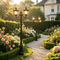 Lampes de jardin LED extérieures classiques en aluminium antique de luxe E27, style européen, étanches IP65, pour allées et aménagements extérieurs
