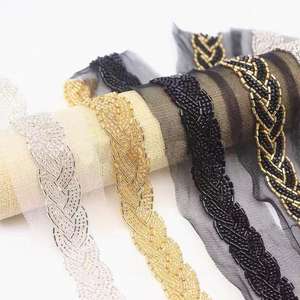 डिजाइन दुल्हन मनके पॉलिएस्टर फ्रेंच क्रिस्टल मोती Chantilly घूंघट Beading कपड़े शादी फीता ट्रिम - Product Image 1