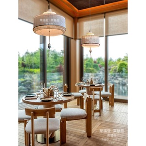 Japanese Wabi Sabi Style Chandelier Round White Led <b>Light</b> For Restaurant Hotel Teahouse <b>Dining</b> Room Zen Inspired Lighting - Product Image 5