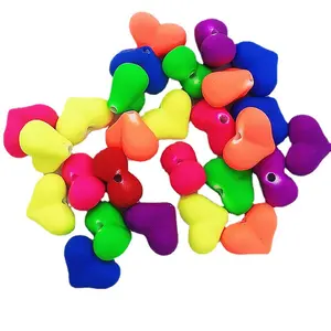 Fluorescent Materials Handmade DIY Jewelry Accessories Heart-shaped Acrylic Loose Bead Manufacturers Wholesale