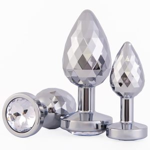 3 uds Base de diamante de cristal juguetes sexuales para adultos Kit de entrenador Anal Bead Butt Plug juego de principiantes para Mujeres Hombres masaje de próstata - Product Image 1