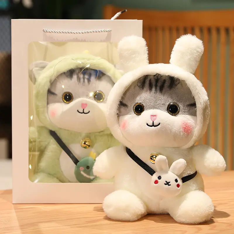 Stok CE CPC topi kucing baru lucu kreatif boneka kucing berubah mainan mewah ransel anak kucing boneka pendamping nyaman