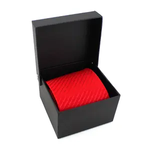 Conjunto de caja de corbatas, proveedor de China, venta al por mayor, corbata personalizada hecha a mano, 100% seda tejida, tono rojo sobre tono, corbata para hombre en caja de regalo