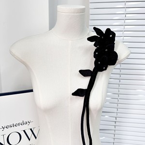 Kain beludru buatan tangan, hiasan bunga mawar, aksesori bunga 3D Applique Pin kain untuk gaun, syal, topi, tas, mantel, Blus - Product Image 3