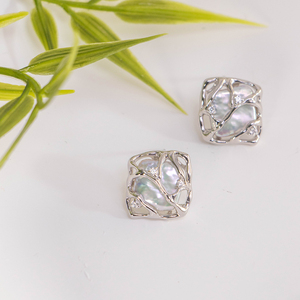 Pendientes de Aro Bohemios Plateados con Perlas Naturales de Agua Dulce para Mujer, Regalo de Cumpleaños, Venta al Por Mayor - Product Image 4