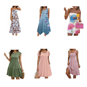 Robe en coton pour femmes, nouvelle collection, vente en gros, styles variés, vêtements à prix réduit, adultes, CN GUA, sans marque, modèle QZ-040 - Product Image 3