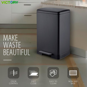 Poubelle rectangulaire en acier inoxydable Victory 35L 45L 55L 60 litres Poubelle à pédale de cuisine avec couvercle à fermeture douce - Product Image 3