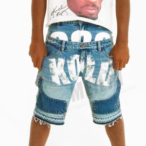 Custom Streetwear Denim Double Waisted Jeans <b>Shorts</b> Men Vintage Baggy Heavyweight Zipper Button Double Waist <b>Shorts</b> - Product Image 1