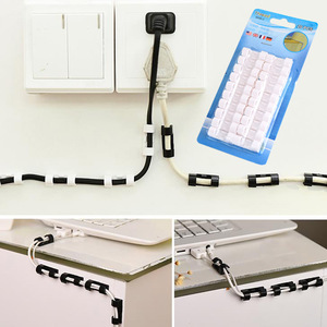 Self Adhesive Cable Clip 20 Pack Plastic Desktop Organization Transparent White Black Cable Management Fixing Clips - Product Image 1