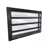 Fenêtre à persiennes en aluminium avec cadre noir, verre trempé, moderne, étanche, ventilée, résistante aux ouragans