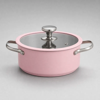 Juego de Ollas de Acero Inoxidable 304 Rosa al por Mayor, Estilo Coreano, 9 Piezas, para Inducción, Juego de Ollas para Sopa Caliente