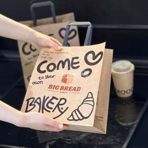 Bolsa de Papel Kraft Personalizada con Logotipo para Comida de Restaurante, Comida para Llevar, Supermercado, Compras, con Asas - Product Image 3