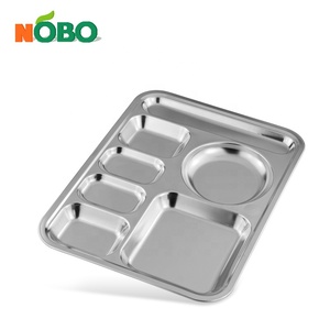 Bandeja de Comida de Acero Inoxidable para Uso Escolar, Bandeja de Comida Rápida para Cafetería con 7 Compartimentos - Product Image 6
