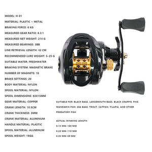 <span class=keywords><strong>Moulinet</strong></span> de pêche à lancer personnalisé avec logo, rapport de transmission 6.3:1, frein magnétique, <span class=keywords><strong>pour</strong></span> la pêche au bar en eau douce - Product Image 2