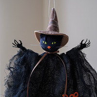 Décoration de fête d'Halloween : Pendentif fantôme sorcière en gaze à suspendre