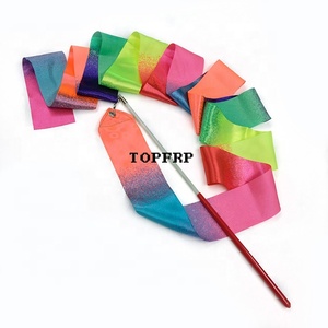 Hot Sale 2m 4m Gradient Color Rhythmic Gymnastics Ribbon Fiberglass Pole Dance Ribbon - Product Image 3