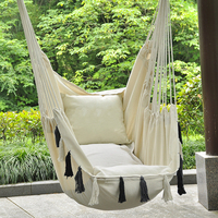 Chaise de balançoire en coton avec coussin réglable en tissu Oxford et oreiller pour chaise suspendue confortable de jardin extérieur