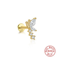 Nouveauté Gaby : Bijoux de piercing interne pour l'oreille, zircon scintillant, argent S925, boucles d'oreilles pour cartilage, vente en gros de bijoux de piercing corporel