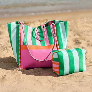 Sac de plage rayé grande capacité à prix d'usine, sac fourre-tout d'été imperméable pour femme - Product Image 5