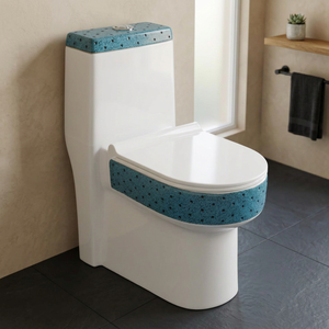 WC monobloc en céramique forme diamant, chasse d'eau siphonique, toilette géométrique moderne - Product Image 5