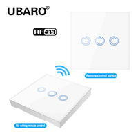 Interrupteur sans fil transfrontalier standard britannique avec télécommande, panneau ABS, RF 433 MHz, éclairage intelligent facile à installer, AC 220V pour