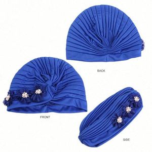 Hiyab Musulmán con Perlas 3D, Accesorios de Flores, Gorro Liso con Volantes Hechos a Mano, Turbante con Flores para Mujer, para Viajes, Fiestas, Pesca - Product Image 4