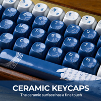 XVX Keycaps Blue and White Plum Shadow Ceramic Glaze Coating PBT Keycap Set 140-Key ANSI Layout Mechanical Keyboard