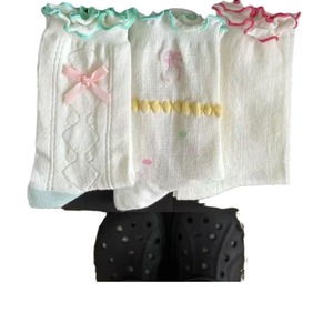 Women's Cotton Slouch <b>Socks</b> With Bow Embroidery <b>Breathable</b> Hollow Out Design For Summer Wear - Product Image 2