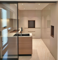 Porte coulissante en aluminium à rupture de pont thermique, double vitrage trempé, design minimaliste, isolation phonique pour hôpital et hôtel