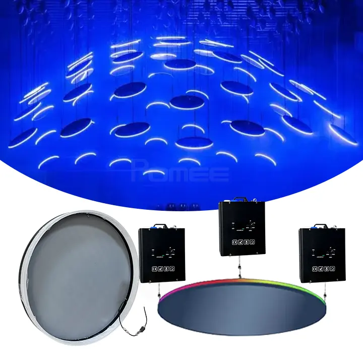 Anillo de luz cinética de matriz LED a todo color dinámico de 150W con espejo reflectante para discoteca, fiesta, eventos, bar, dj, espectáculo, iluminación de escenario