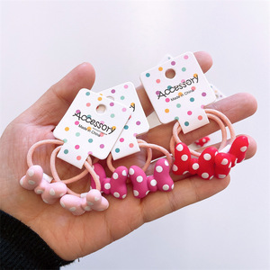 Baby cute cartoon polka dot bow hair tie <span class=keywords><strong>con</strong></span> mini piccolo elastico per ragazze baby color spot scrunchies per bambini - Product Image 5