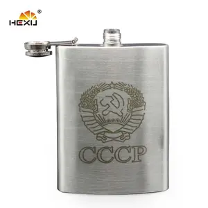 All Stainless Steel Antique Silver Branded Logo 4oz Wisky Hip Flask Supplier