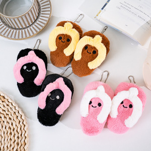 Lindo llavero de peluche con forma de chancla, adorable colgante de peluche con forma de zapatilla y cara bordada para accesorios de verano - Product Image 6