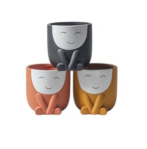 Maceta de porcelana esmaltada de cerámica creativa nórdica, maceta de planta suculenta humanoide bonita para el hogar y el jardín, decoración artística de escritorio - Product Image 2