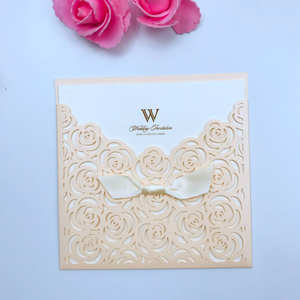Cartes d'invitation de mariage en forme de rose découpée au laser, rouge pêche, <span class=keywords><strong>bleu</strong></span> <span class=keywords><strong>marine</strong></span>, rose blush, rouge bordeaux, avec pochette d'invitation - Product Image 4