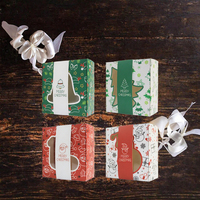 Pochettes à biscuits de Noël avec fenêtre, pour friandises de Noël, recyclables, pliables, pour cadeaux de fête, emballage cadeau, décoration