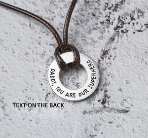 Collar de Acero Inoxidable Personalizado para Hombre, con Cordón de Cuero, <span class=keywords><strong>Palabras</strong></span> Inspiradoras Grabadas, Nombre de Niño, Regalo de Cumpleaños para Papá - Product Image 4