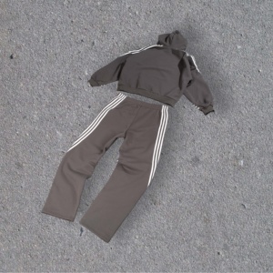 Chándales de 2 piezas personalizados de 500 Gsm Heavyweight Baggy Fleece de gran tamaño para invierno de alta calidad a rayas para hombre - Product Image 3