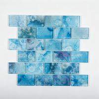 Centurymosaic Mosaïque de piscine en verre bleu iridescent à jet d'encre, prix de gros, mosaïque de briques pour sol et mur de piscine