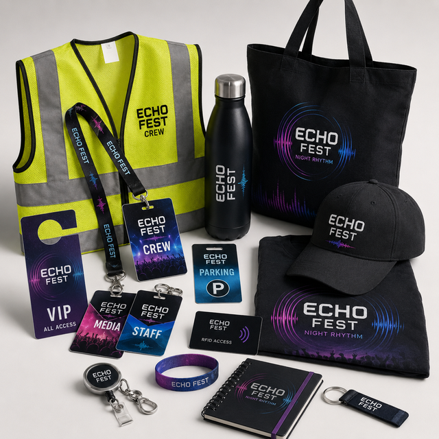 Custom Check In Volunteer Supplies Pack With Crew Badge Wristband Pen Notebook Tote For Festival Staff Organization