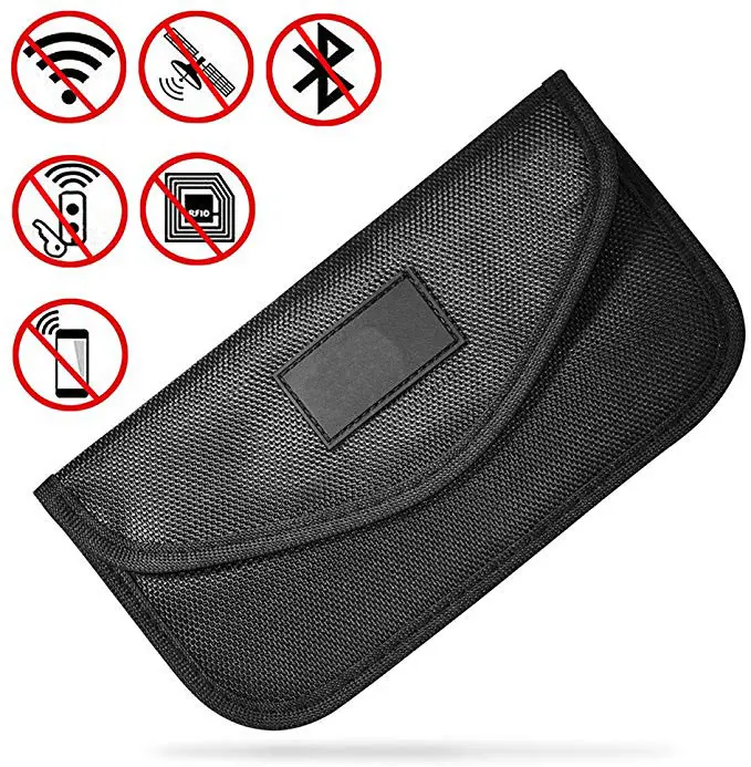 Naylon kumaş wifi/gsm/lte/nfc/rf sinyal engelleme Faraday anahtarlık durumda cüzdan kart tutucu Faraday çanta için cep telefonu