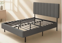 Meubles de chambre à coucher au design moderne, lit capitonné gris, lit king-size ou queen-size