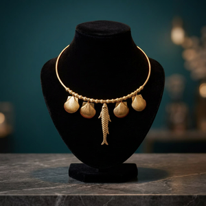 Nouveauté : Collier ras-du-cou plaqué or pour femme, motif coquillage et poisson, artisanat Rawat, bijoux tendance pour la plage - Product Image 3