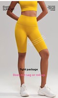 Celana Yoga Solid Five-Point NS Bare-Feel Wanita, Celana Pendek Yoga Fitness Bersepeda High-Waist Seamless Pengangkat Bokong untuk Musim Panas