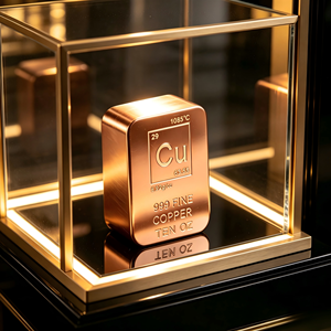 Barre de cuivre de 10 oz, 999 pièures, rectangulaire, gaufrée, polie, ornement de collection d'art moderne - Product Image 3