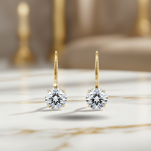 Boucles d'oreilles Stella & Dot en diamant, or 18 carats, taille brillant rond, couleur G, naturelles, pour femme, style classique, fiançailles - Product Image 2