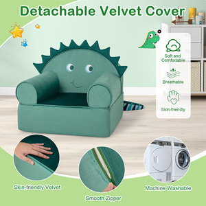Fauteuil pliable en forme de dinosaure pour enfants, avec poignées et coussin moelleux, pour les tout-petits de 2 ans et plus. - Product Image 3