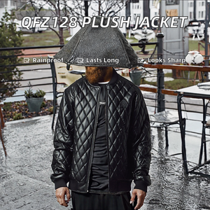 Veste Safari Grande Taille Casual Automne Tissé Fermeture Éclair Col Montant Fourrure Peluche Veste pour Hommes Service OEM - Product Image 2