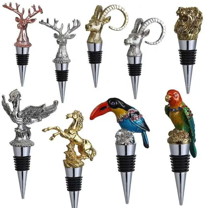 Manufacturer Wholesale Custom Logo Crystal Stainless Steel Metal Whiskey Champagne Animal Wine Accessories Bottle Stoppers